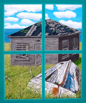 Panes & Sills: Lost Sheep by Tom Alway, acrylic on canvas, 30