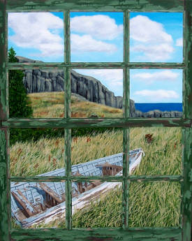 Panes & Sills: The Last Sentinel by Tom Alway, acrylic on canvas 24