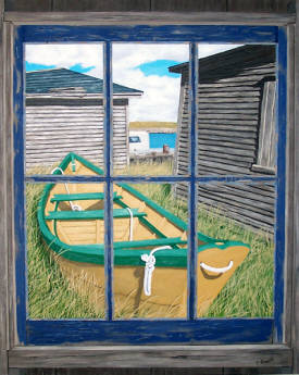 Panes & Sills: Hide & Seek by Tom Alway, acrylic on canvas 24