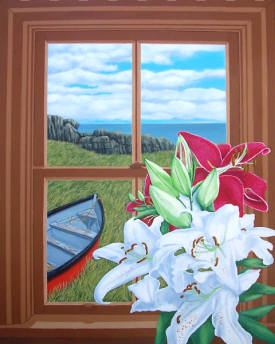 Panes & Sills: The Homecoming, acrylic on canvas, 36