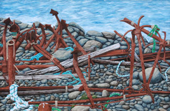 Sea Debris: Dragging Effects, acrylic on canvas, 24 x 36